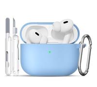 TNSNK for AirPods Pro 2nd/1st Case (2023/2022/2019), Silicone Shockproof Protective Case with Cleaning Kit & Keychain, Support Wireless Charging - for AirPods Pro 2nd/1st, Sky Blue