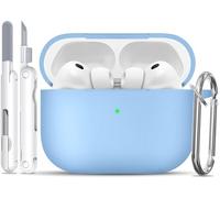 TNSNK for AirPods Pro 3 Case (2025), Silicone Shockproof Protection Case with Clean Kit & Keychain, Support Wireless Charging - Sky Blue