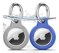 TNSNK Funda impermeable para Apple Airtag con cierre, colgante con llavero para equipaje, bicicletas, mascotas (azul + gris)