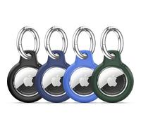 TNSNK Funda impermeable para Apple Airtag Holder con bloqueo, llavero colgante con llavero para equipaje, bicicleta, mascotas (negro, azul marino, azul y verde oscuro)