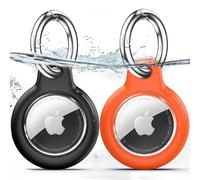 TNSNK Funda impermeable para soporte Apple Airtag con bloqueo, funda llavero colgante para equipaje, bicicleta, mascotas - (negro + naranja)