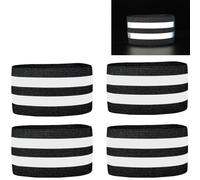 TNSOYCA 4 Piezas Negro Bandas Reflectantes Elásticas, Cinta Reflectante elástica, Brazalete Reflectante Running Visibilidad para Correr, Senderismo, Pinzas para Pantalones de Bicicleta
