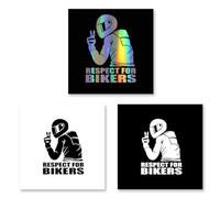 TNSRAY Pegatina para Coche y Moto, 3 Pieza Unidades Respeto para Motociclistas, Respect For Bikers Pegatina Divertida para Auto y Ventanas, Decoración Adhesiva Animada para Coche