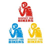 TNSRAY Respeto Pegatinas para Motociclistas, 3 Pieza Pegatinas para Coche y Moto, Decoración Divertida de Ventana de Coche, Adhesivo Divertido para Coche y Cristales, Respect For Bikers