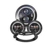 TNTGEBFVBG Faro 7 Pulgadas Moto Para V-star XVS 650 950 1100 1300 Para Electra Glide 7 Pulgadas LED Faro De Motocicleta 4,5 Halo Luces Antiniebla(Black 1SET)