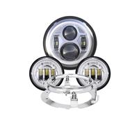 TNTGEBFVBG Faro 7 Pulgadas Moto Para V-star XVS 650 950 1100 1300 Para Electra Glide 7 Pulgadas LED Faro De Motocicleta 4,5 Halo Luces Antiniebla(Silver 1SET)