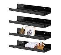 TNTGMG 4 unidades de estantes flotantes para almacenamiento montado en la pared, estantes acrílicos de 30 cm de longitud, negro de alto uso para dormitorio, baño, sala de estar, almacenamiento de
