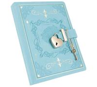 TNTGMG B6 Diario con candado y llave de corazón, 288 páginas rayadas, cuaderno recargable, 18 × 13,5 × 3 cm, cuaderno floral, diario para niñas y mujeres regalos (azul)