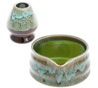 TNTGMG - Cuenco para Matcha con boquilla,Kit de inicio Matcha de cerámica de 2 piezas, soporte Matcha hecho a mano, capacidad de 500 ml, tazón de mezcla Matcha tradicional para experiencia Matcha
