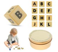 TNTGMG Juego de dados de crucigramas,12PCS juego de dados de madera,Juego creativo de crucigramas de 6 lados, juegos de palabras interactivos portátiles para niños adultos juego familiar