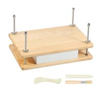 TNTGMG Juego de encuadernación de madera de bambú para principiantes, 29,5 × 19,5 × 3 cm, material de encuadernación con prensa de libros, bloque, cuchillo plegable de papel, pincel para