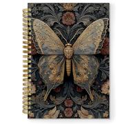 TNUW Vintage Moth Floral Spiral Notebook, Cottagecore Flower Botanical Journal Notebooks for Note Taking, Moth Gifts, Retro Floral Hardcover Notebook Journal, 5.5x8.3 Inch