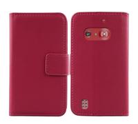 Tnviud Genuino Cuero Funda Carcasa Protección De Piel para Doro 1880/1881 2.4" Flip Folio Billetera Cover Book Wallet Premium Leather Case (Rosa)