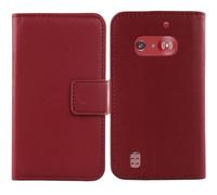 Tnviud Genuino Cuero Funda Carcasa Protección De Piel para Doro 1880/1881 2.4" Flip Folio Billetera Cover Book Wallet Premium Leather Case (Rojo Oscuro)