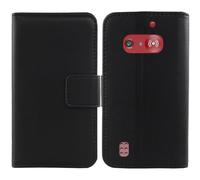 Tnviud Genuino Cuero Funda Carcasa Protección De Piel para Doro 1880/1881 2.4" Flip Folio Billetera Cover Book Wallet Premium Leather Case (Negro)