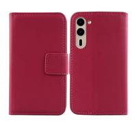 Tnviud Genuino Cuero Funda Carcasa Protección De Piel para Fujitsu Arrows We2 Plus F-51E 6.6" Flip Folio Billetera Cover Book Wallet Premium Leather Case (Rosa)