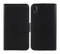 Tnviud Genuino Cuero Funda Carcasa Protección De Piel para SPC Smart Pro/Smart Ultimate 6.1" Flip Folio Billetera Cover Book Wallet Premium Leather Case (Negro)