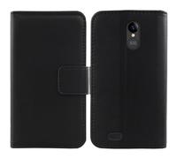 Tnviud Genuino Cuero Funda Carcasa Protección De Piel para SPC Zeus 4G / Zeus 4G Pro 5.5" Flip Folio Billetera Cover Book Wallet Premium Leather Case (Negro)