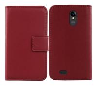 Tnviud Genuino Cuero Funda Carcasa Protección De Piel para SPC Zeus 4G / Zeus 4G Pro 5.5" Flip Folio Billetera Cover Book Wallet Premium Leather Case (Rojo Oscuro)