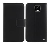 Tnviud Genuino Cuero Funda Carcasa Protección De Piel para Vasco Translator Q1 3.54" Flip Folio Billetera Cover Book Wallet Premium Leather Case (Negro)