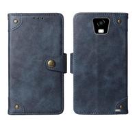 Tnviud Genuino Cuero Funda Carcasa Protección De Piel para Vasco Translator Q1 3.54" Flip Folio Billetera Cover Case (Azul)