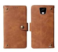 Tnviud Genuino Cuero Funda Carcasa Protección De Piel para Vasco Translator Q1 3.54" Flip Folio Billetera Cover Case (Marrón)