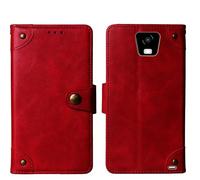 Tnviud Genuino Cuero Funda Carcasa Protección De Piel para Vasco Translator Q1 3.54" Flip Folio Billetera Cover Case (Rojo)