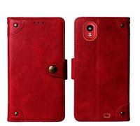 Tnviud Genuino Cuero Funda Carcasa Protección De Piel para Vasco Translator V4 5" Flip Folio Billetera Cover Case (Rojo)