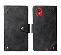 Tnviud Genuino Cuero Funda Carcasa Protección De Piel para Vasco Translator V4 5" Flip Folio Billetera Cover Case (Negro)