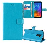 Tnviud Soporte Funda Carcasa Protección De Piel para Blackberry Bold 9900 2.4" Flip Folio Billetera PU Cuero Cover Book Wallet Leather Case (Azul)