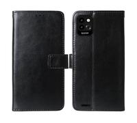 Tnviud Soporte Funda Carcasa Protección De Piel para Energizer Ultimate U506s 5" Flip Folio Billetera PU Cuero Cover Book Wallet Leather Case (Negro)