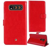 Tnviud Soporte Funda Carcasa Protección De Piel para Hammer H Boost 2 LTE 2.4" Flip Folio Billetera PU Cuero Cover Book Wallet Leather Case (Rojo)