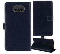 Tnviud Soporte Funda Carcasa Protección De Piel para Maxcom Comfort MM428BB 1.8" Flip Folio Billetera PU Cuero Cover Book Wallet Leather Case (Azul Oscuro)
