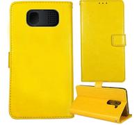 Tnviud Soporte Funda Carcasa Protección De Piel para Maxcom Comfort MM461 1.8" Flip Folio Billetera PU Cuero Cover Book Wallet Leather Case (Amarillo)