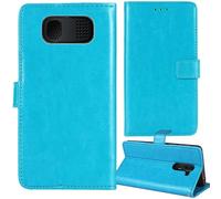 Tnviud Soporte Funda Carcasa Protección De Piel para Maxcom Comfort MM461 1.8" Flip Folio Billetera PU Cuero Cover Book Wallet Leather Case (Azul)