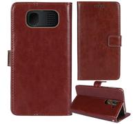 Tnviud Soporte Funda Carcasa Protección De Piel para Maxcom Comfort MM461 1.8" Flip Folio Billetera PU Cuero Cover Book Wallet Leather Case (Marrón)