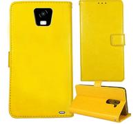 Tnviud Soporte Funda Carcasa Protección De Piel para Vasco Translator Q1 3.54" Flip Folio Billetera PU Cuero Cover Book Wallet Leather Case (Amarillo)