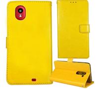 Tnviud Soporte Funda Carcasa Protección De Piel para Vasco Translator V4 5" Flip Folio Billetera PU Cuero Cover Book Wallet Leather Case (Amarillo)