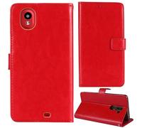 Tnviud Soporte Funda Carcasa Protección De Piel para Vasco Translator V4 5" Flip Folio Billetera PU Cuero Cover Book Wallet Leather Case (Rojo)