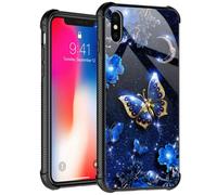 TnXee Case Compatible with iPhone Xs Case Blue Sky Flower Moon Butter