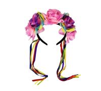 Tnxpumi Tocado multicolor para Halloween, Navidad, arcoíris, flores, cinta, decoración de carnaval, diadema con serpentinas (3#)