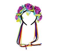 Tnxpumi Tocado multicolor para Halloween, Navidad, arcoíris, flores, cinta, decoración de carnaval, diadema con serpentinas (2#)