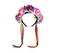 Tnxpumi Tocado multicolor para Halloween, Navidad, arcoíris, flores, cinta, decoración de carnaval, diadema con serpentinas (1#)