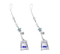 Tnyvm 2 cordones azules para teléfono con colgante de cuentas de pez, bolsa pequeña con colgante de cuentas de pez para teléfono, cuerda para colgar, bonita correa de cadena, bolsa de decoración