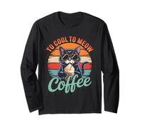 To Cool To Meow Coffee Cat Fun Retro Manga Larga