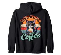 To Cool To Meow Coffee Cat Fun Retro Sudadera con Capucha