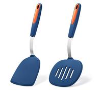 To encounter 2 Pieces Silicone Spatula set, BPA Free Turner Spatulas, Heat Resistant Silicone Cooking Flipper for Eggs, Fish, Pancakes, Navy Blue