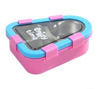 To Go Fiambrera de 470 ml, con cubiertos, para oficina, trabajo, color rosa | Acero inoxidable 304, a prueba de fugas, compartimentos separados, mantiene la temperatura, ideal para preparar la comida