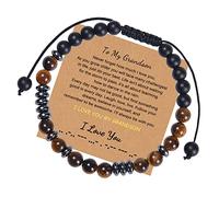 To My And Grandson - Pulsera de tigre natural con clip, talla única, Piedra, No es una piedra preciosa