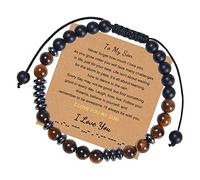 To My And Grandson - Pulsera de tigre natural con clip, talla única, Piedra, No es una piedra preciosa